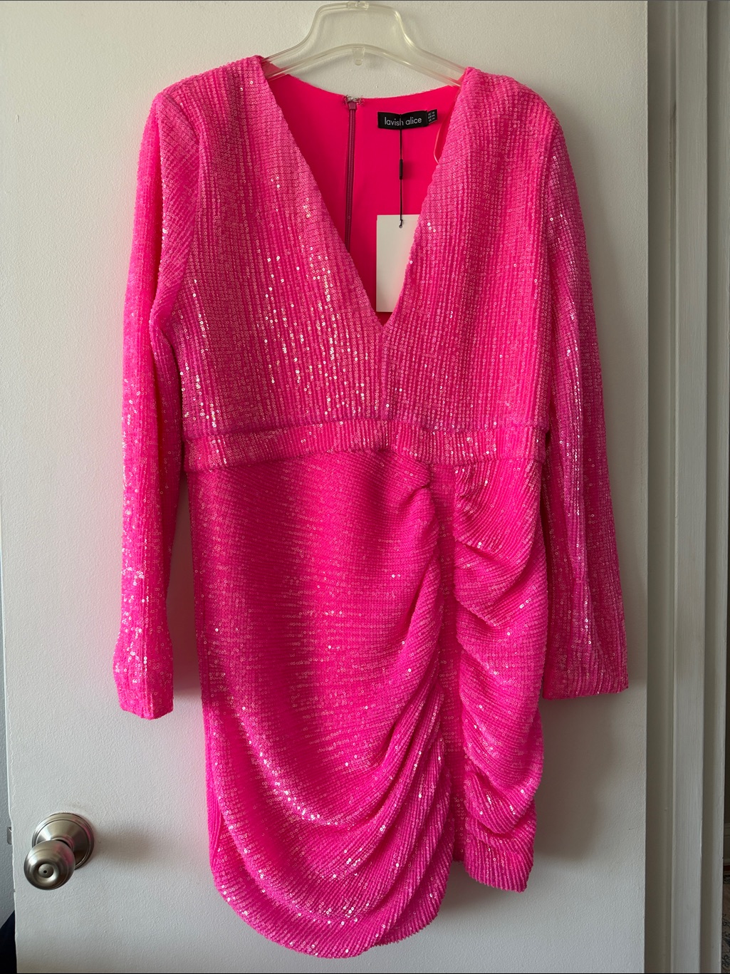 Cocktail Neon Barbie Hot Pink Party Sequin Mini Dress Nwt Lavish Alice Size 14
